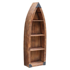 Crestview Collection Mountain View Rustic Wood Canoe 3 Shelf Bookcase