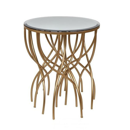 Crestview Collection Melrose Gold Squiggly Leg Beveled Mirror Accent Table | Accent Tables | Modishstore