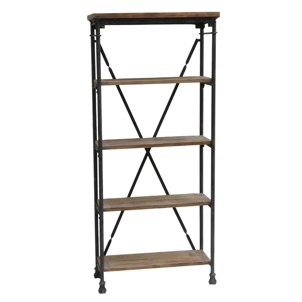 Crestview Collection Wood & Metal Bookcase in Reclaimed Wood & Metal Finish | Bookcases | Modishstore