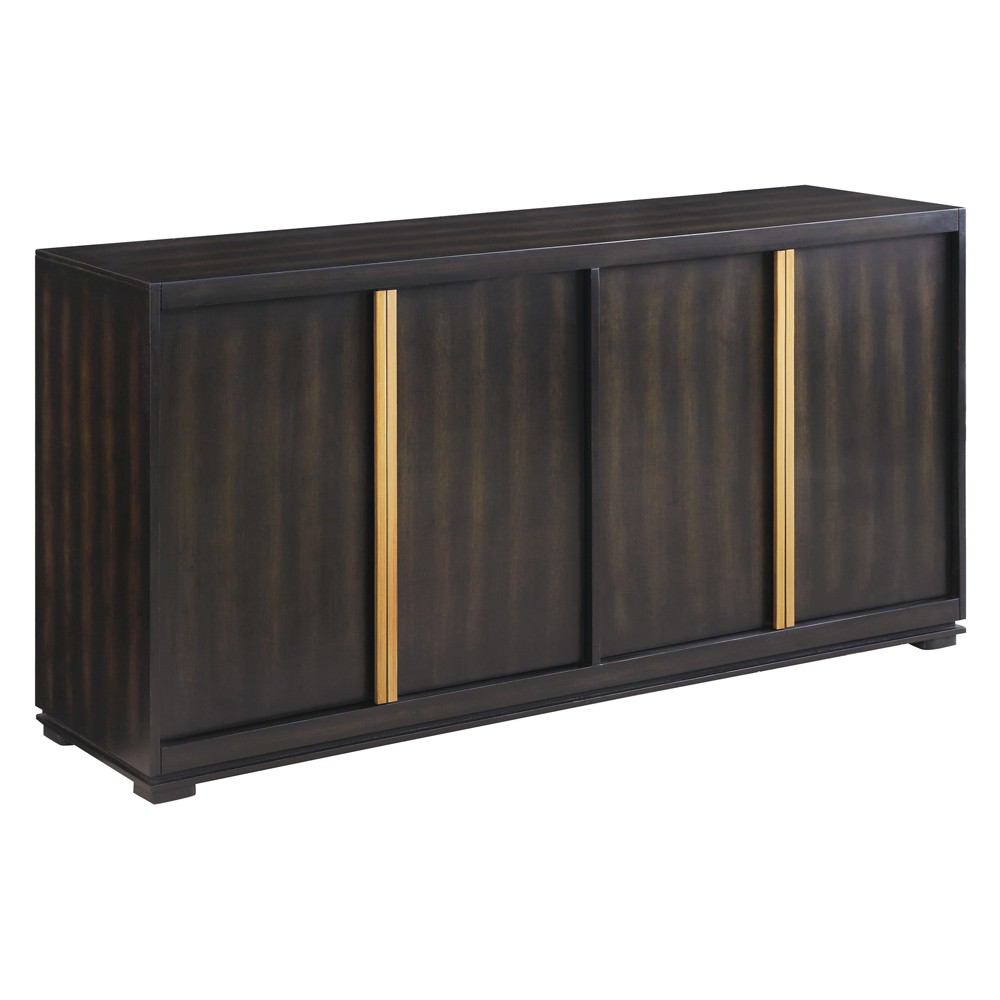Crestview Collection Empire 4 Door Sideboard with Burnished Brass Hardware in Rich Jacobean Finish | Sideboards | Modishstore