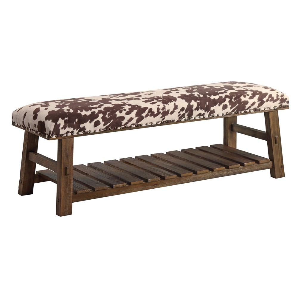 Crestview Collection Mesquite Faux Cowhide Bench | Benches | Modishstore