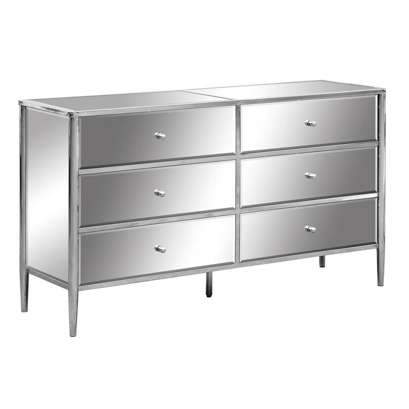 Crestview Collection Hollywood Nickel and Mirror 6 Drawer Chest | Drawers | Modishstore