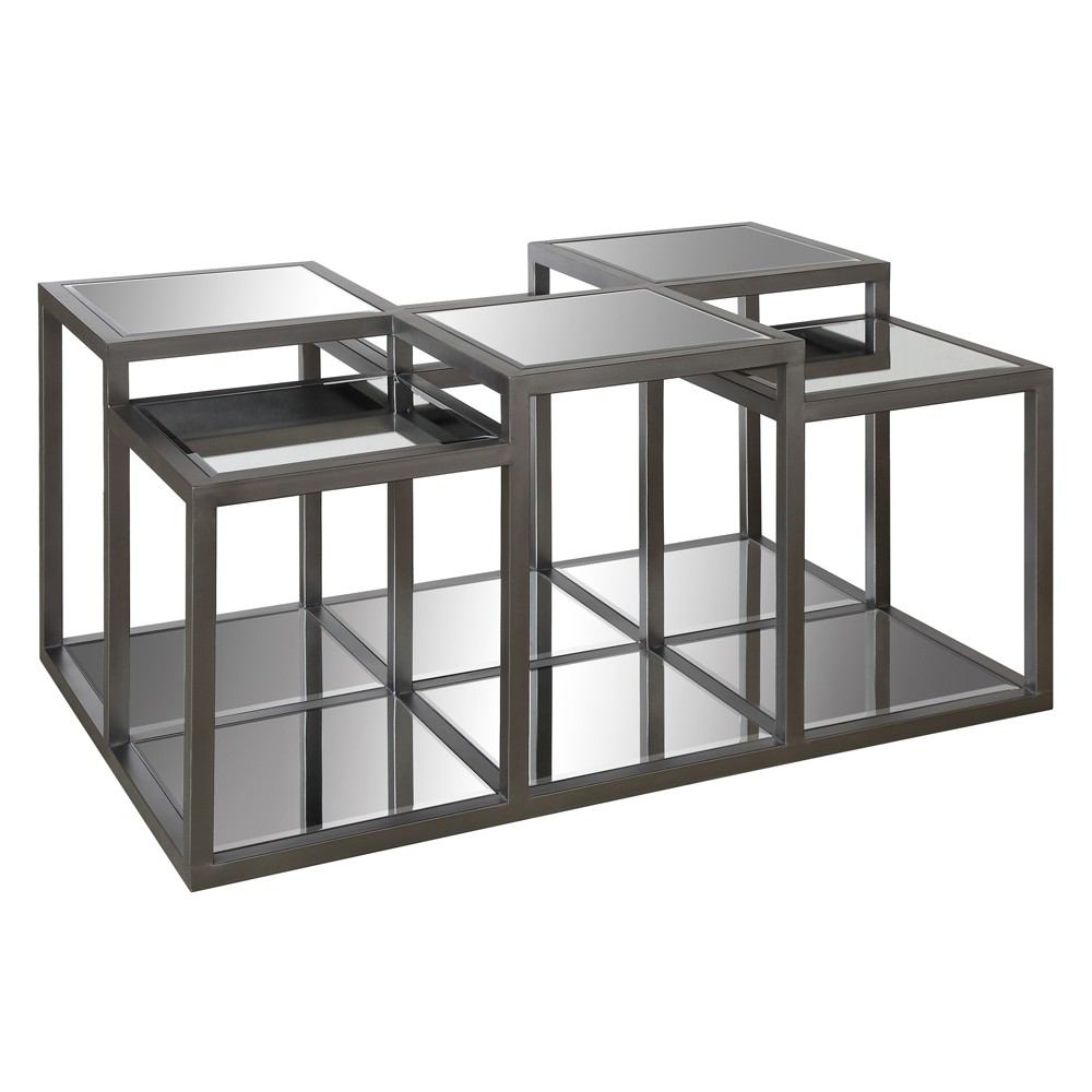 Crestview Collection Park Avenue Multi-Level Metal and Mirror Cocktail Table | Bar Tables | Modishstore