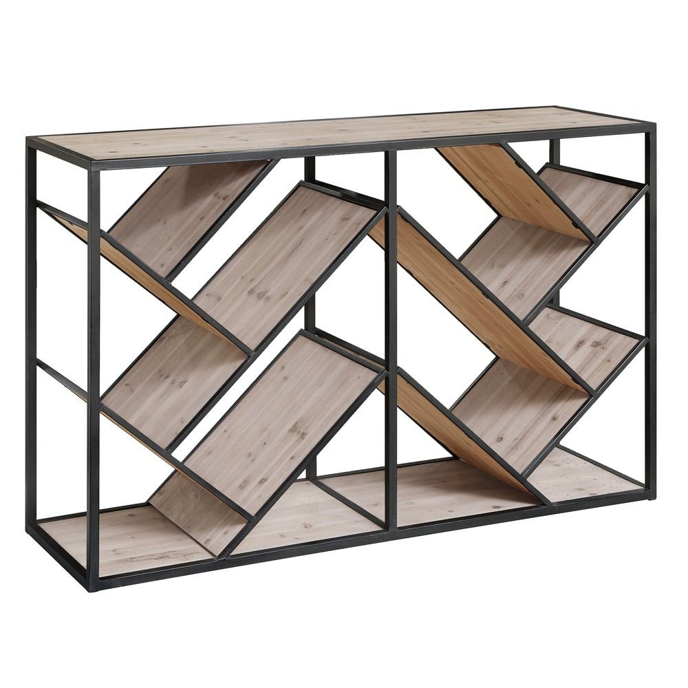 Crestview Collection Seville Metal and Wood Angled Console | Console Tables | Modishstore