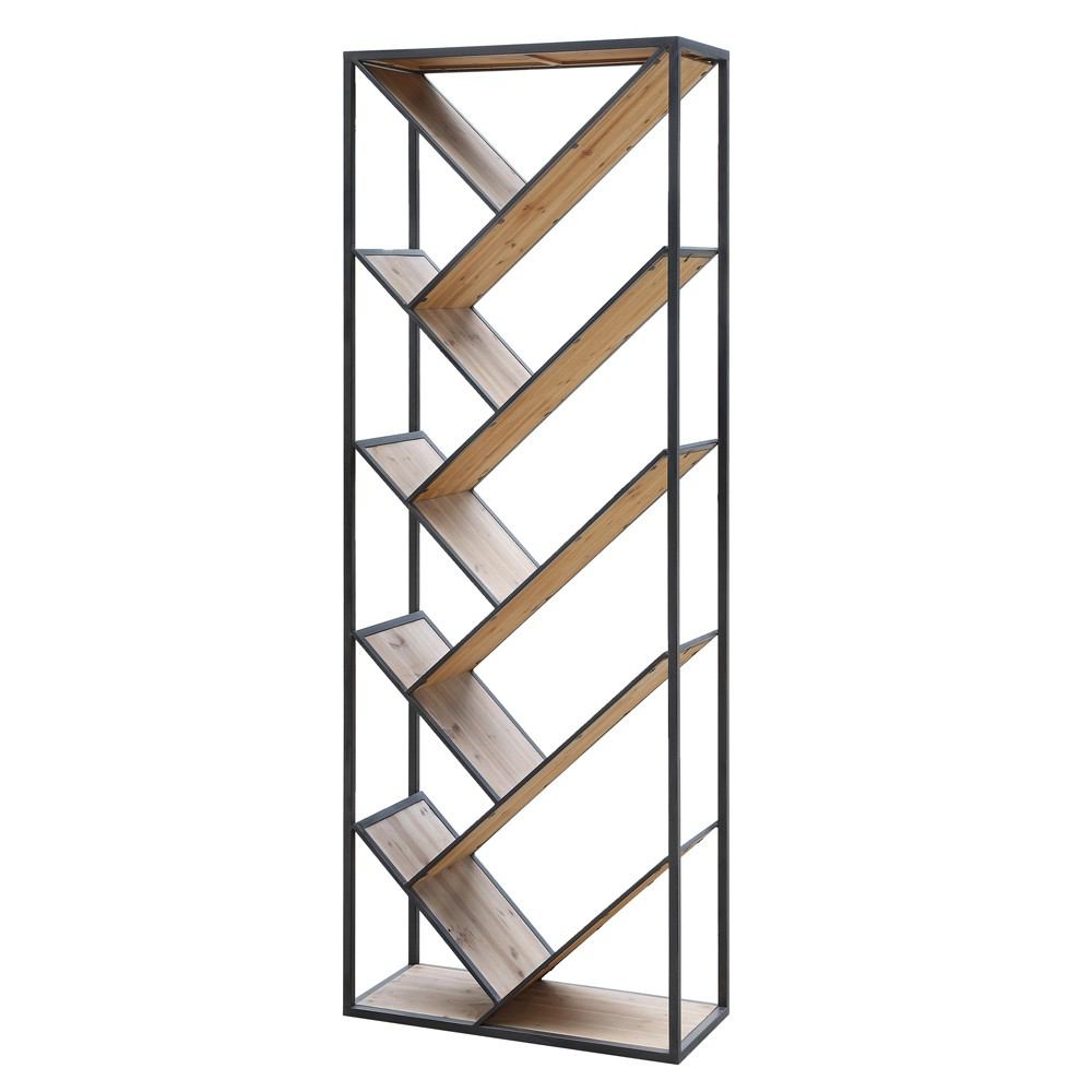 Crestview Collection Seville Metal and Wood Angled Etagere | Shelves & Shelving Units | Modishstore