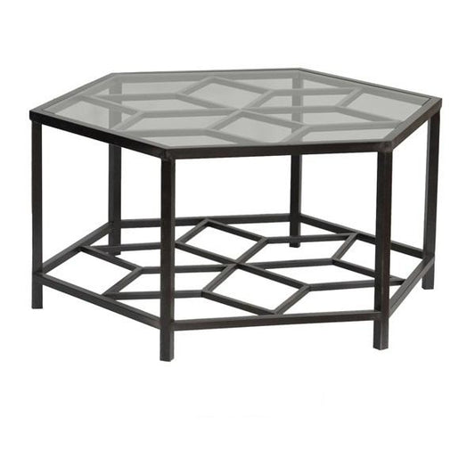 Crestview Collection Lenox Hexagon Metal Design and Glass Cocktail Table | Coffee Tables | Modishstore
