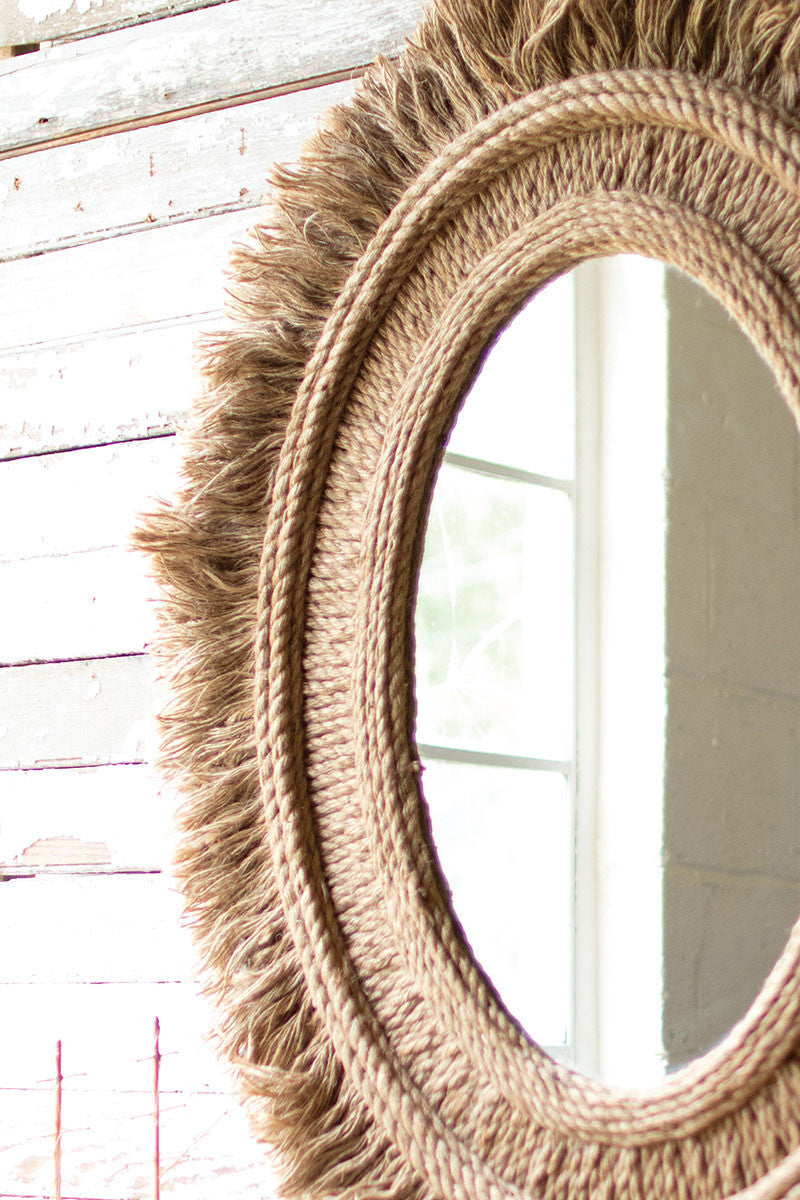 Oval Mirror With Jute Detail By Kalalou |  Mirrors | Modishstore | CVY1284 - 2