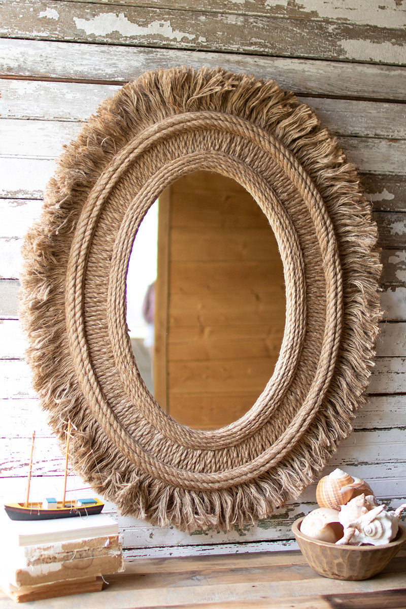 Oval Mirror With Jute Detail By Kalalou |  Mirrors | Modishstore | CVY1284 - 3