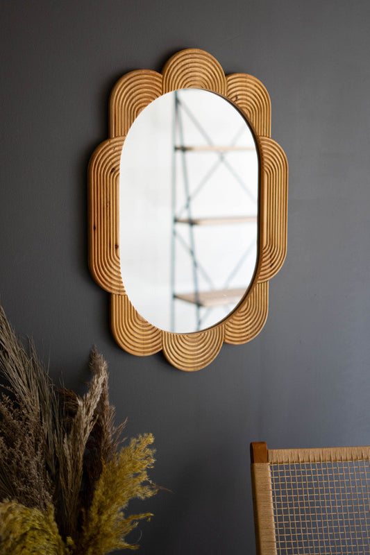 Grooved Wood Framed Mirror By Kalalou | Mirrors | Modishstore