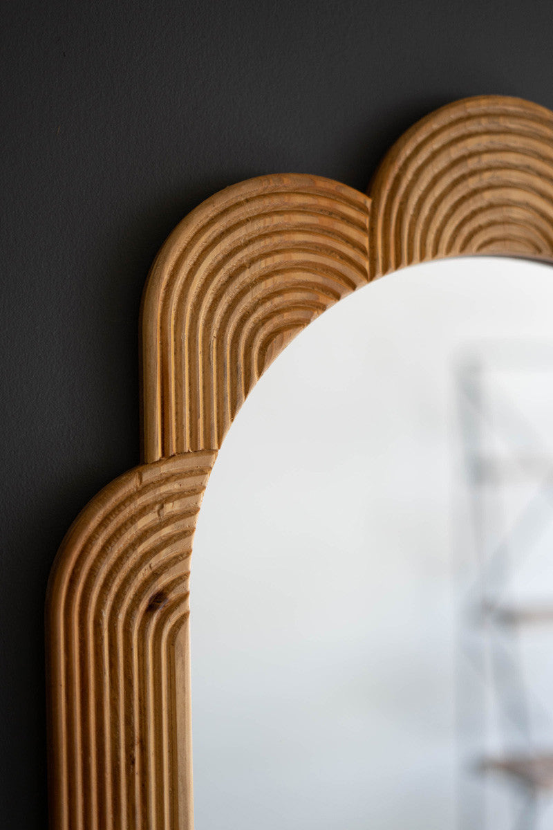 Grooved Wood Framed Mirror By Kalalou | Mirrors | Modishstore - 2