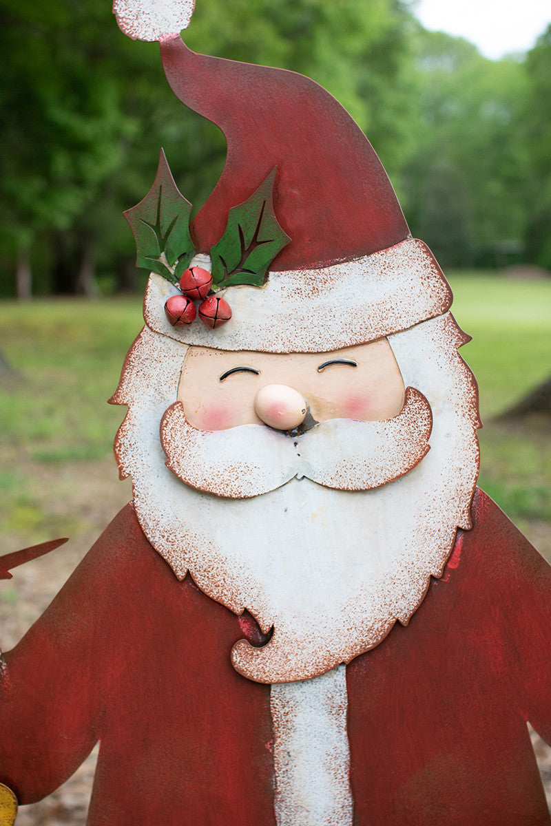 Painted Metal Welcome Santa Yard Art By Kalalou-3