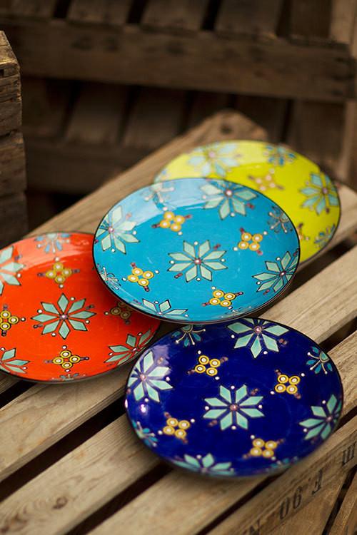 Vagabond Vintage Handpainted Bright Ceramic Plates | Modishstore | Trays & Pedestals