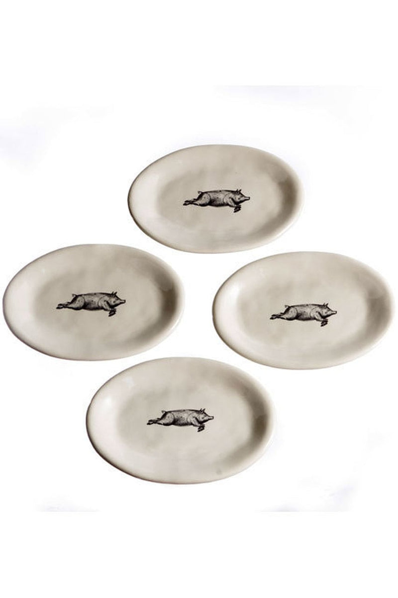Oval Pork Serving Plates Set of 4  by Vagabond Vintage | Modishstore | Dinnerware