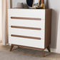 Baxton Studio Calypso Mid-Century Modern White and Walnut Wood 4-Drawer Storage Chest | Modishstore | Drawers