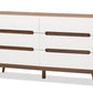 baxton studio calypso mid century modern white and walnut wood 6 drawer storage dresser | Modish Furniture Store-2