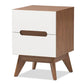 baxton studio calypso mid century modern white and walnut wood 3 drawer storage nightstand | Modish Furniture Store-3