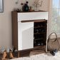 Baxton Studio Calypso Mid-Century Modern White and Walnut Wood Storage Shoe Cabinet | Modishstore | Cabinets