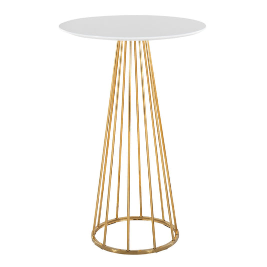 Canary Contemporary/Glam Bar Table in Gold Steel and White Wood By LumiSource | Bar Tables | Modishstore