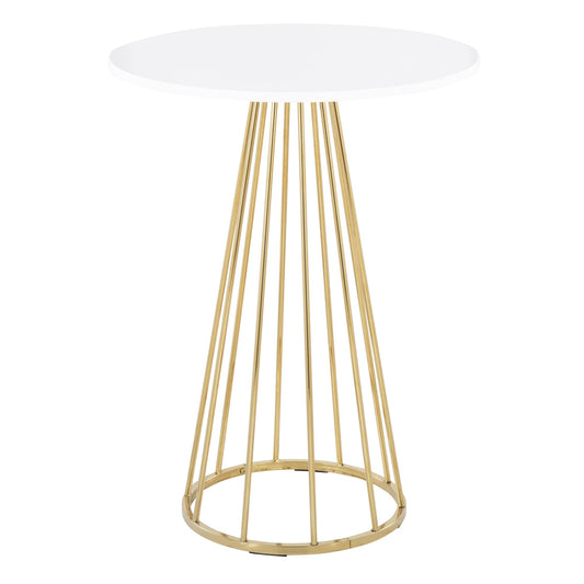 Canary Cece Contemporary/Glam Counter Table in Gold Steel and White Wood By LumiSource | Bar Tables | Modishstore