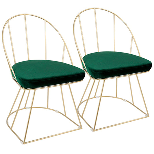 Canary Contemporary-Glam Dining/Accent Chair in Gold and Green Velvet By LumiSource - Set of 2 | Dining Chairs | Modishstore