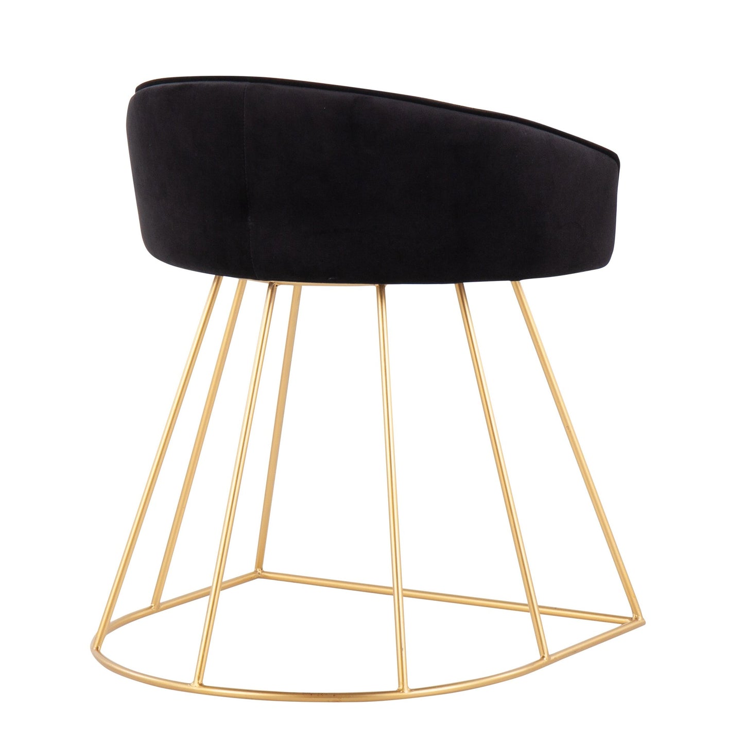 Canary Upholstered Contemporary/Glam Vanity Stool in Gold Steel and Black Velvet By LumiSource | Side Chairs | Modishstore - 6