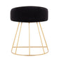 Canary Upholstered Contemporary/Glam Vanity Stool in Gold Steel and Black Velvet By LumiSource | Side Chairs | Modishstore - 7