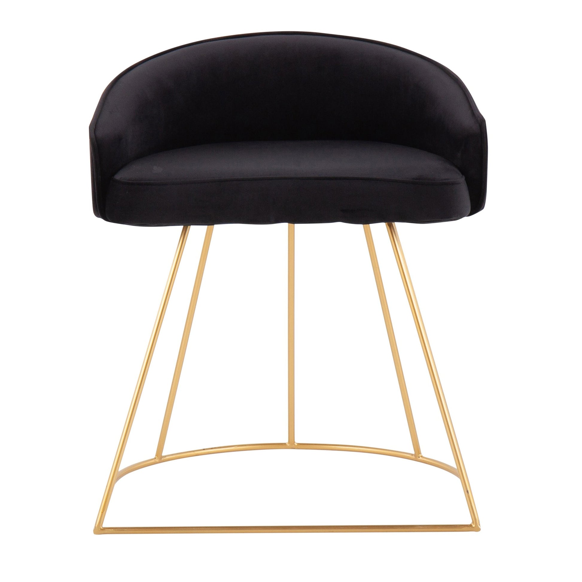 Canary Upholstered Contemporary/Glam Vanity Stool in Gold Steel and Black Velvet By LumiSource | Side Chairs | Modishstore - 8