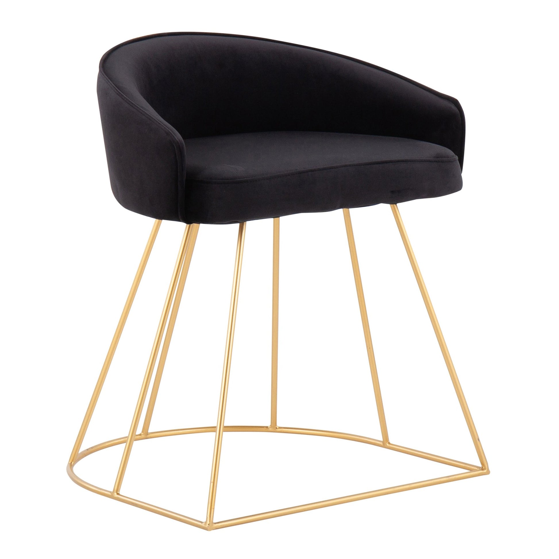 Canary Upholstered Contemporary/Glam Vanity Stool in Gold Steel and Black Velvet By LumiSource | Side Chairs | Modishstore - 2