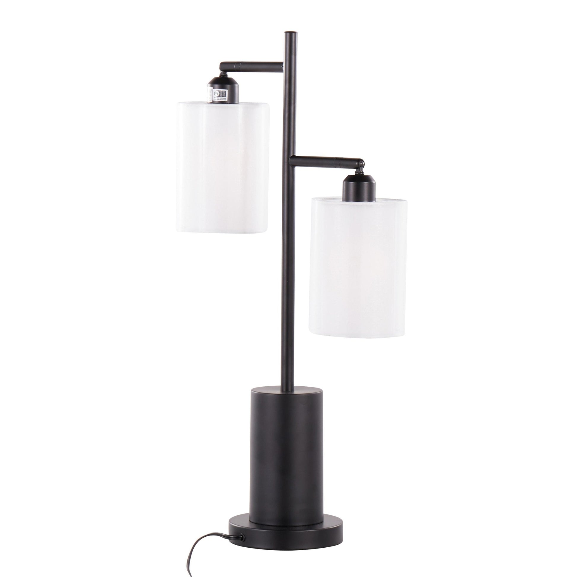 Cannes Contemporary Table Lamp in Black Metal with White Shades By LumiSource | Table Lamps | Modishstore - 7