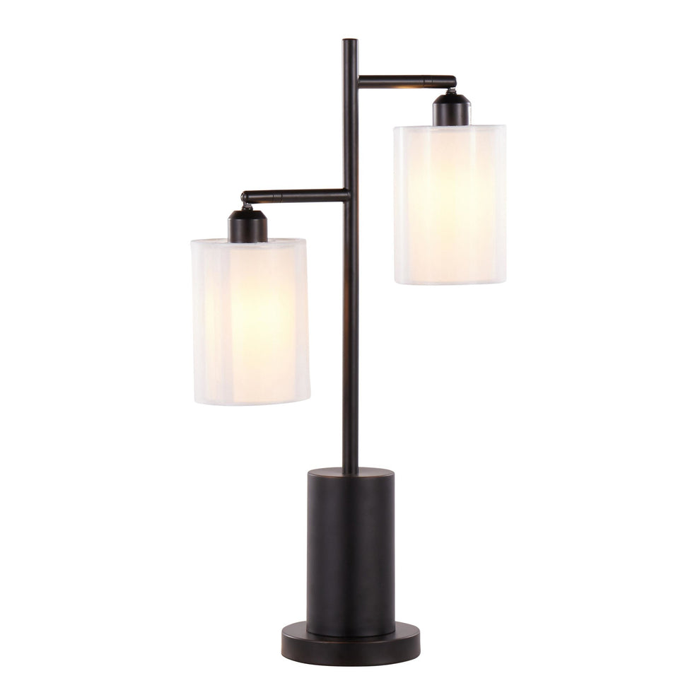 Cannes Contemporary Table Lamp in Black Metal with White Shades By LumiSource | Table Lamps | Modishstore - 5