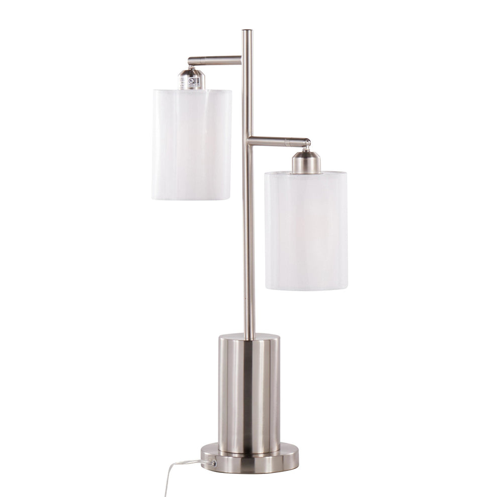 Cannes Contemporary Table Lamp in Black Metal with White Shades By LumiSource | Table Lamps | Modishstore - 15