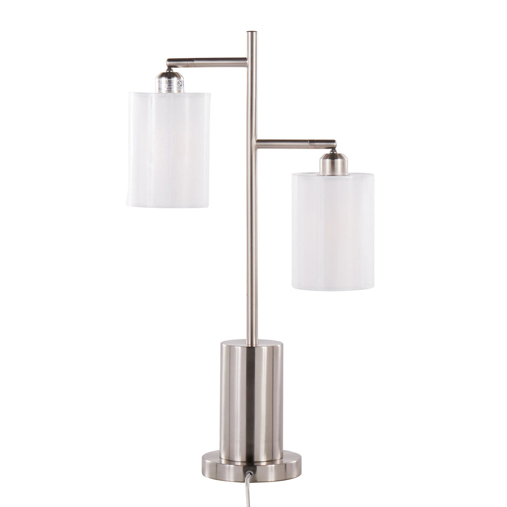Cannes Contemporary Table Lamp in Black Metal with White Shades By LumiSource | Table Lamps | Modishstore - 16