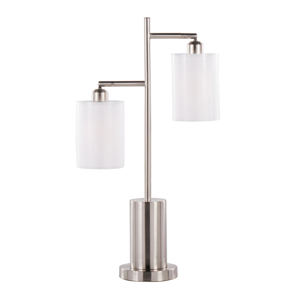 Cannes Contemporary Table Lamp in Black Metal with White Shades By LumiSource | Table Lamps | Modishstore - 10
