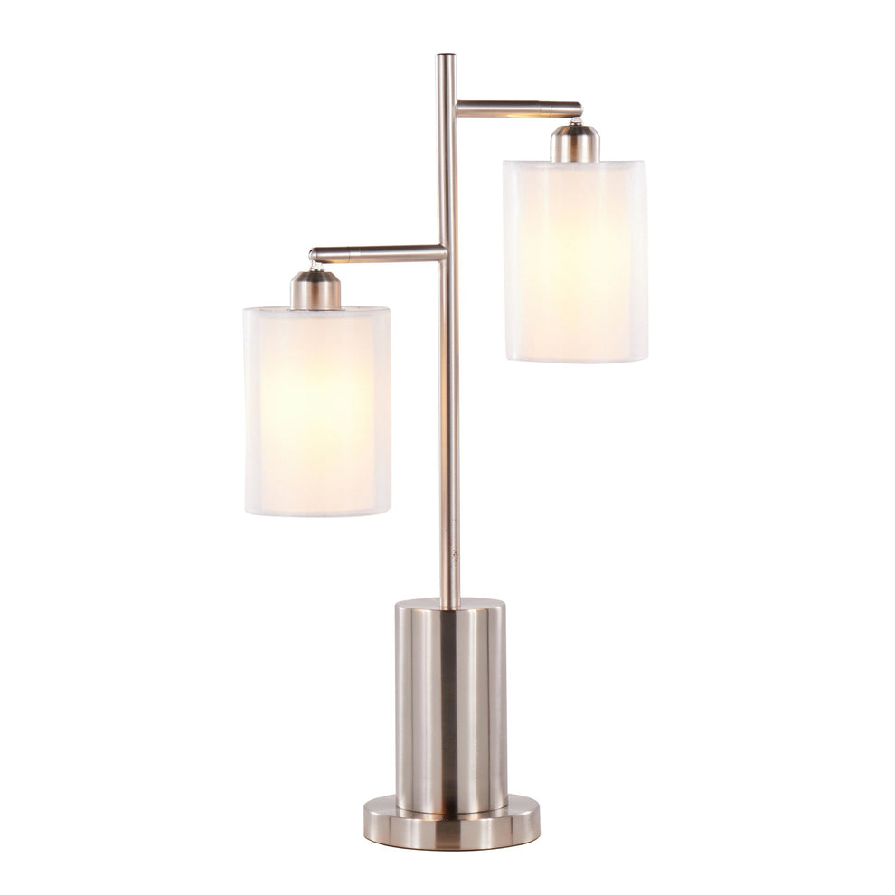 Cannes Contemporary Table Lamp in Black Metal with White Shades By LumiSource | Table Lamps | Modishstore - 13