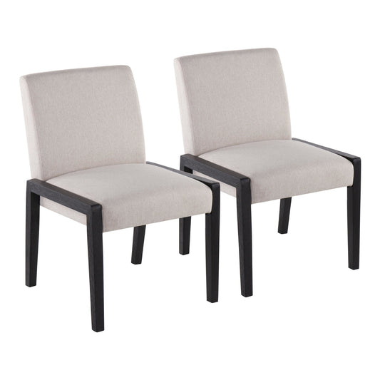 Carmen Contemporary Chair in Black Wood and Beige Fabric By LumiSource - Set of 2 | Side Chairs | Modishstore