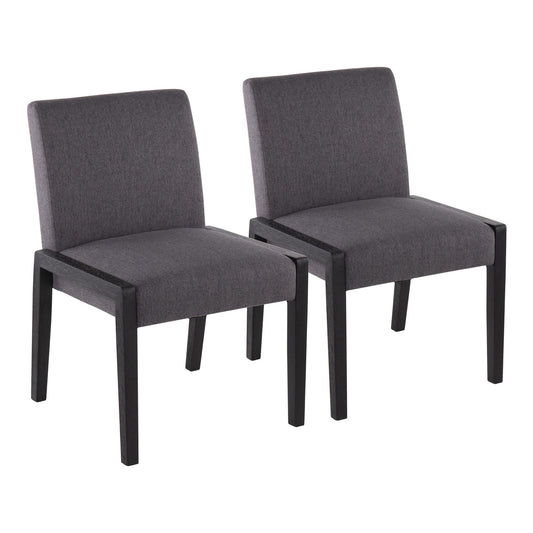 Carmen Contemporary Chair in Black Wood and Grey Fabric By LumiSource - Set of 2 | Side Chairs | Modishstore