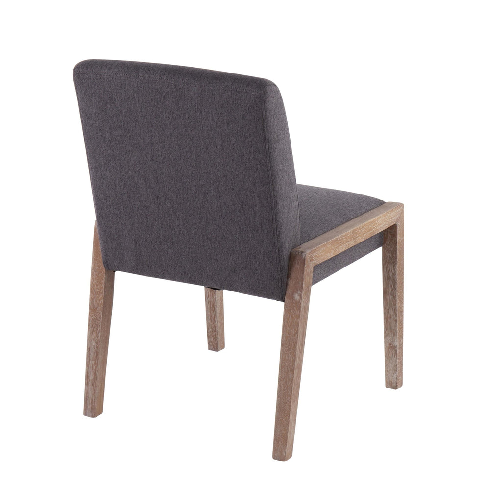 Carmen Contemporary Chair in White Washed Wood and Grey Fabric By LumiSource - Set of 2 | Side Chairs | Modishstore - 6