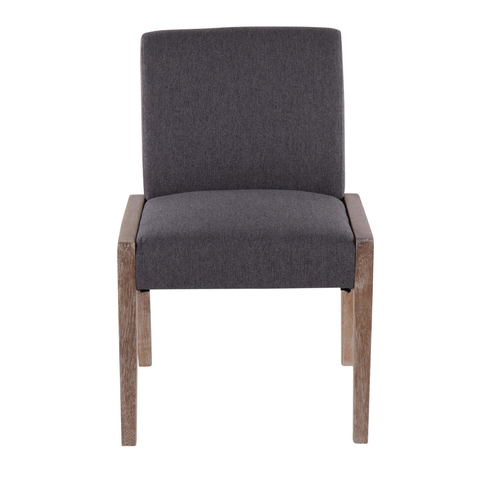 Carmen Contemporary Chair in White Washed Wood and Grey Fabric By LumiSource - Set of 2 | Side Chairs | Modishstore - 2