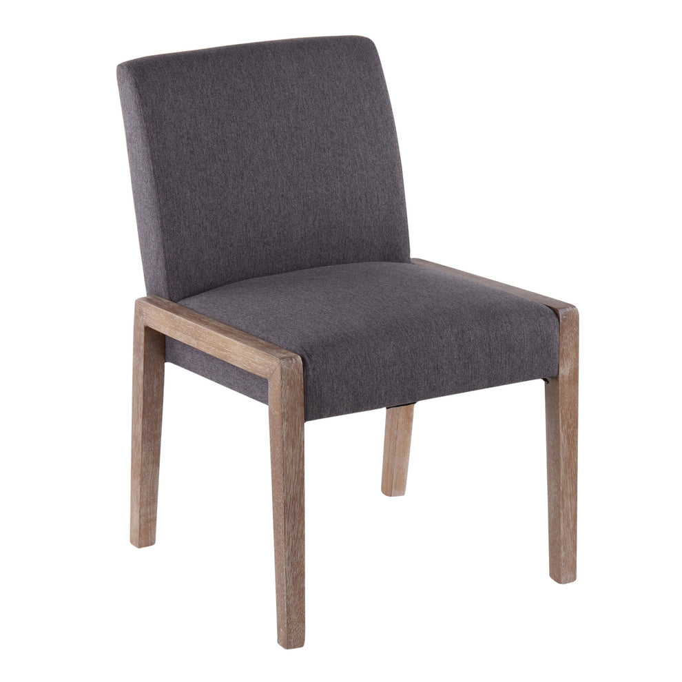 Carmen Contemporary Chair in White Washed Wood and Grey Fabric By LumiSource - Set of 2 | Side Chairs | Modishstore - 4