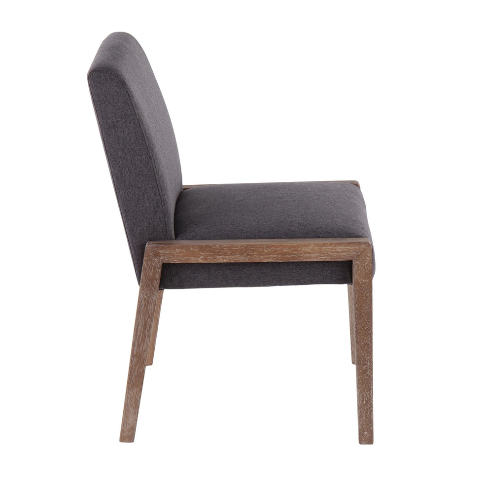 Carmen Contemporary Chair in White Washed Wood and Grey Fabric By LumiSource - Set of 2 | Side Chairs | Modishstore - 5