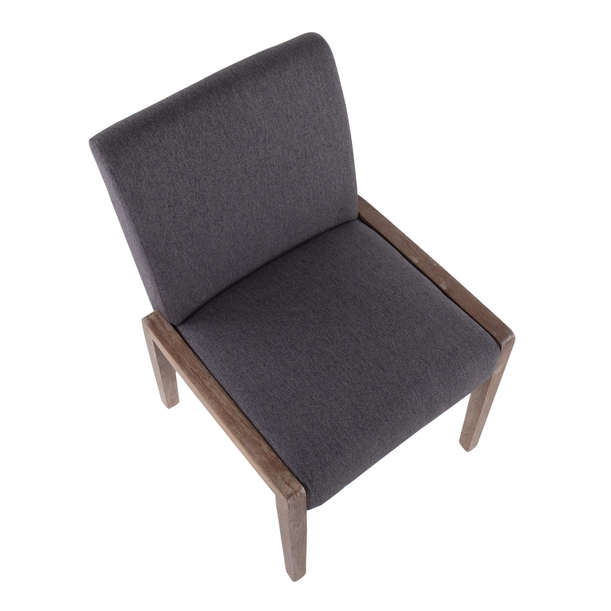 Carmen Contemporary Chair in White Washed Wood and Grey Fabric By LumiSource - Set of 2 | Side Chairs | Modishstore - 3