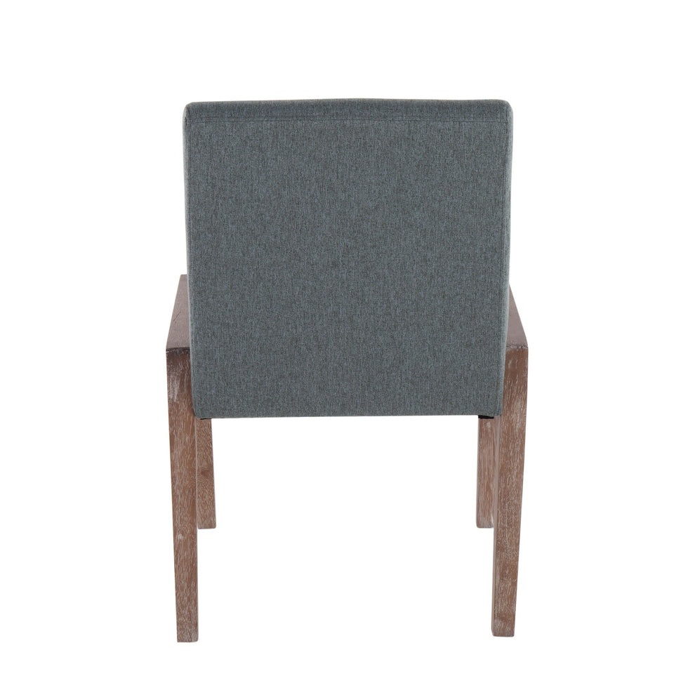Carmen Contemporary Chair in White Washed Wood and Grey Fabric By LumiSource - Set of 2 | Side Chairs | Modishstore - 14