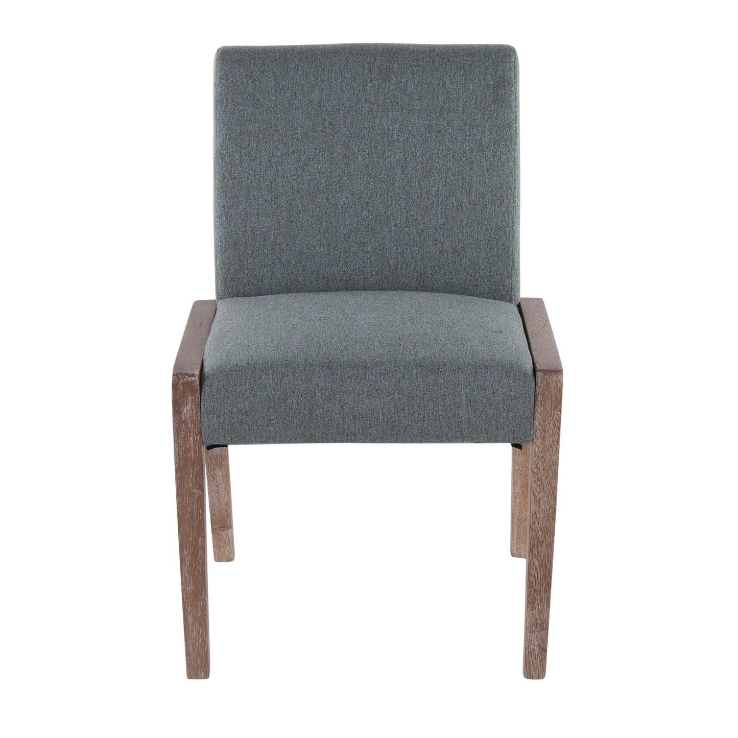 Carmen Contemporary Chair in White Washed Wood and Grey Fabric By LumiSource - Set of 2 | Side Chairs | Modishstore - 9