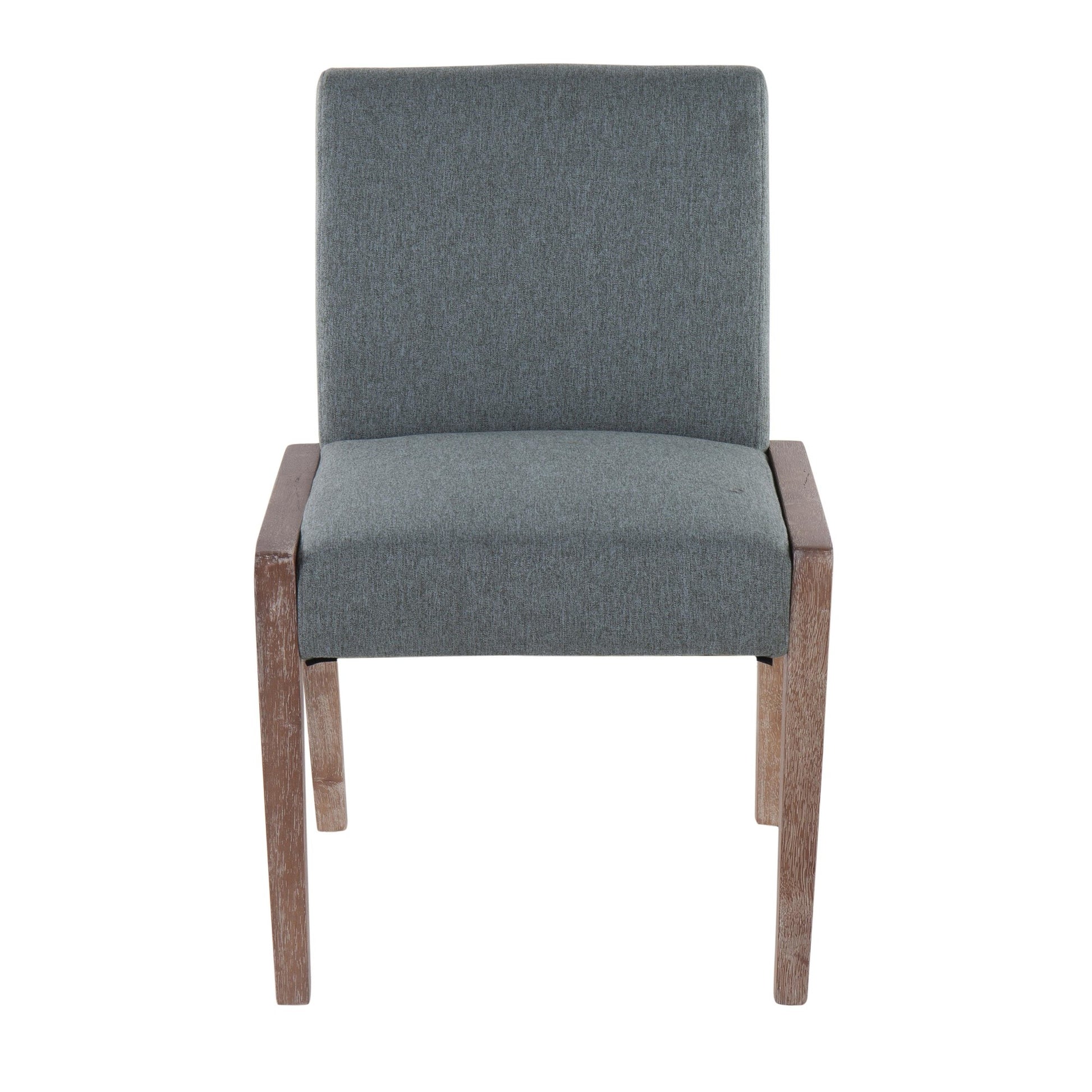 Carmen Contemporary Chair in White Washed Wood and Grey Fabric By LumiSource - Set of 2 | Side Chairs | Modishstore - 9