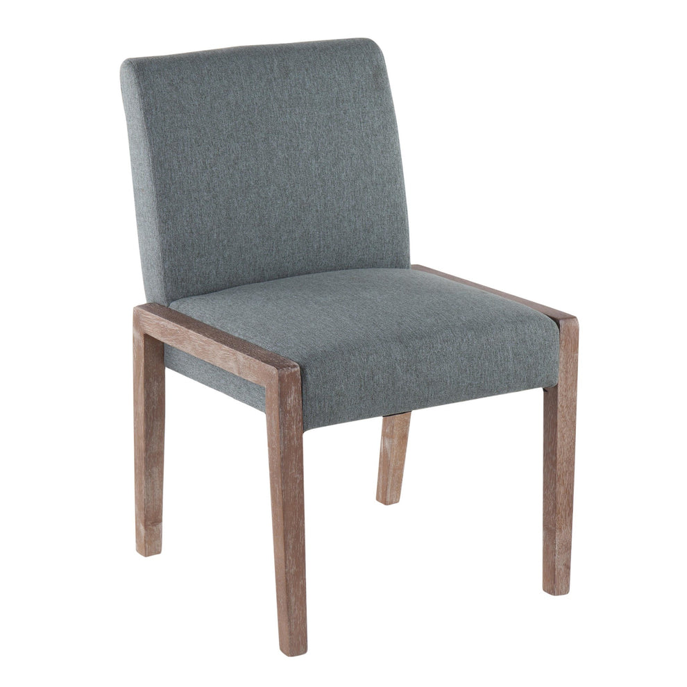 Carmen Contemporary Chair in White Washed Wood and Grey Fabric By LumiSource - Set of 2 | Side Chairs | Modishstore - 11