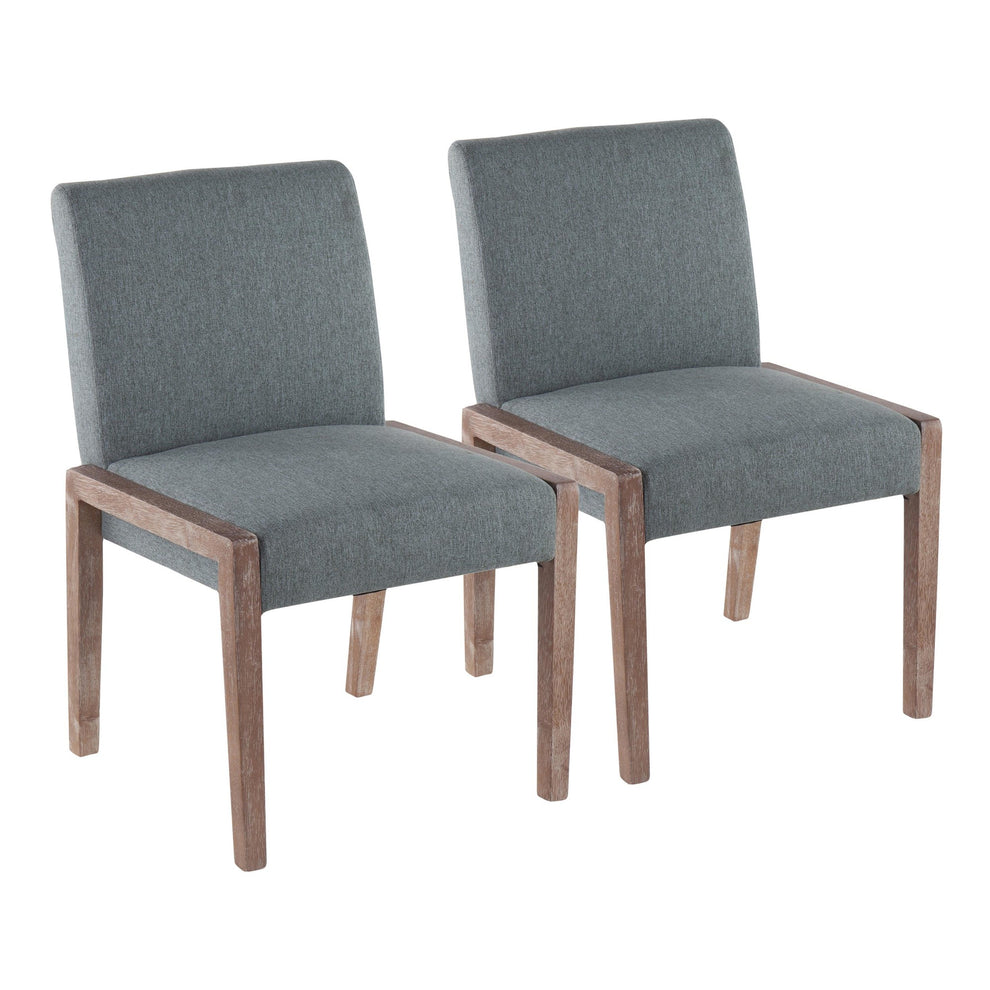 Carmen Contemporary Chair in White Washed Wood and Grey Fabric By LumiSource - Set of 2 | Side Chairs | Modishstore - 8