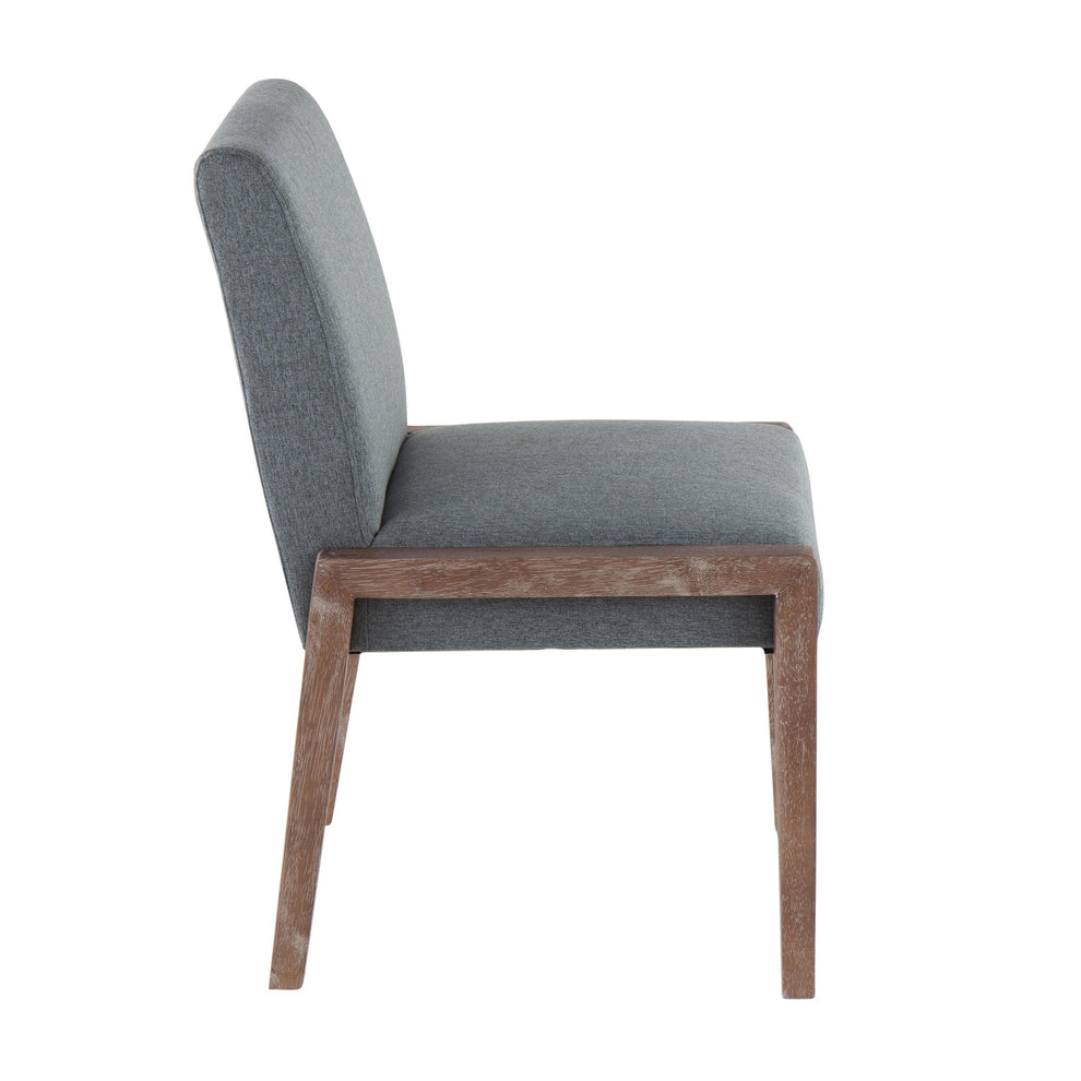 Carmen Contemporary Chair in White Washed Wood and Grey Fabric By LumiSource - Set of 2 | Side Chairs | Modishstore - 12