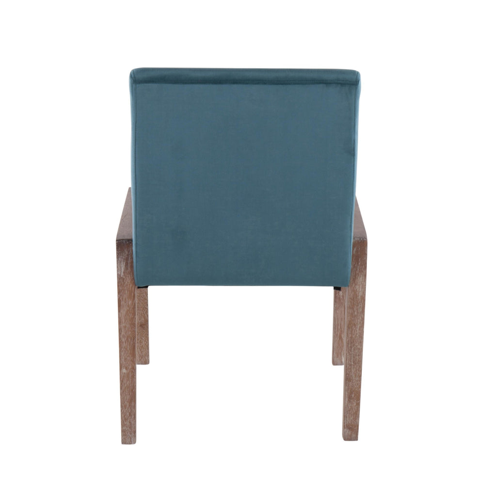 Carmen Contemporary Chair in White Washed Wood and Crushed Blue Velvet By LumiSource - Set of 2 | Side Chairs | Modishstore - 28