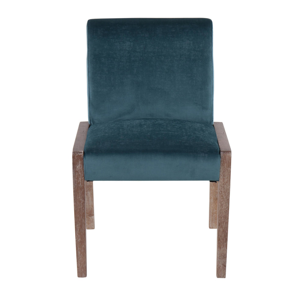 Carmen Contemporary Chair in White Washed Wood and Crushed Blue Velvet By LumiSource - Set of 2 | Side Chairs | Modishstore - 23