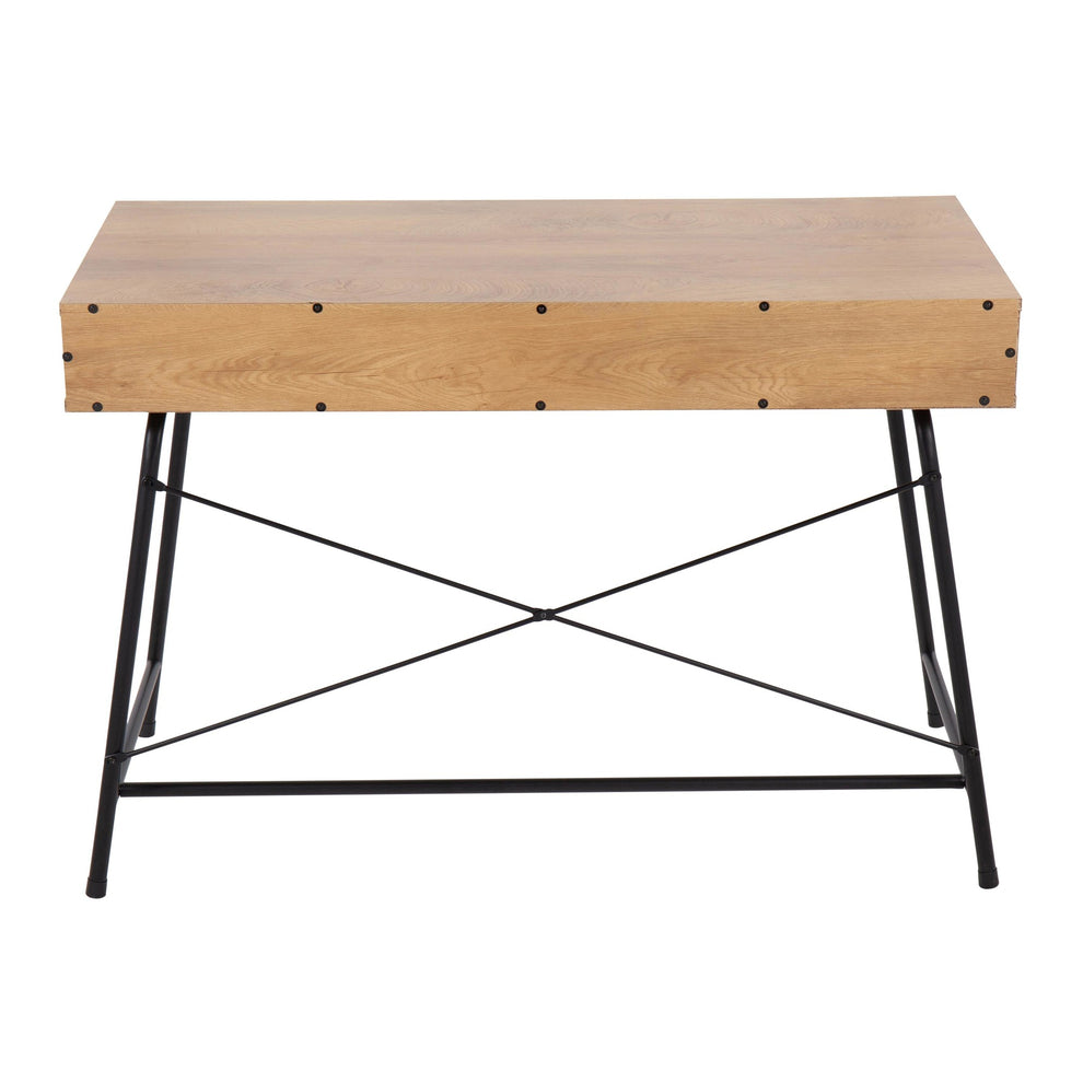 Casper Industrial Desk in Black Steel and Brown Wood By LumiSource | Desks | Modishstore - 7